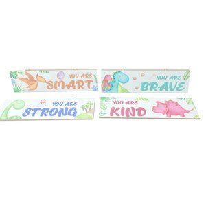 Children’s Inspirational Wall Plaques Wall Decor 4pc, You Are Smart, Kind, Brave